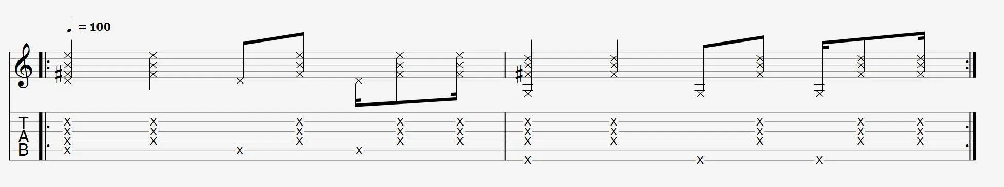 exemple d’une troisième rythmique bossa nova à la guitare